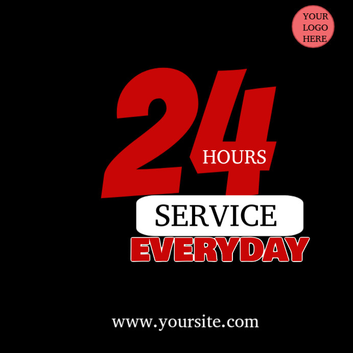 Black Professional 24 Hours Service Design Instagram Post Template Black Professional 24 Hours Service Design Instagram Post Template