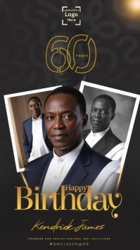 Black Professional 60th Birthday Flyer Instagram Story template