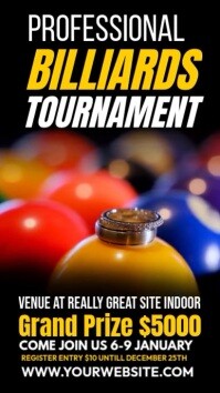 Black Professional 8 Ball Tournament  Instagram Story template