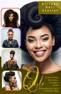 Black Professional African Hair Stylist  Tabloid template