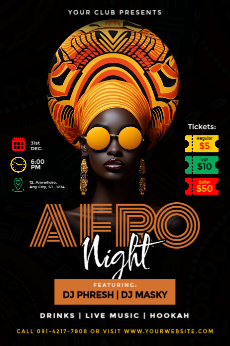 Copy of Black Professional Afro Night Party Flyer Design Poster ...
