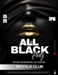 Black Professional All Black Night Party Template  Flyer (us Letter)