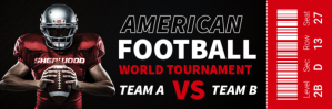 Black Professional Americna Football Game Ticket Twitter Banner template