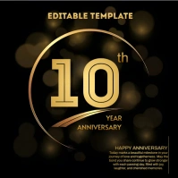 Black Professional 10th business Anniversary Template  Instagram Post