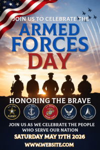 Zwart Armed Forces Day Pinterest-grafik Template