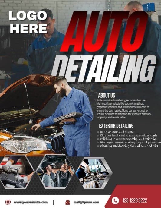 Black Professional Auto Detailing Flyer (us Letter) Template | PosterMyWall