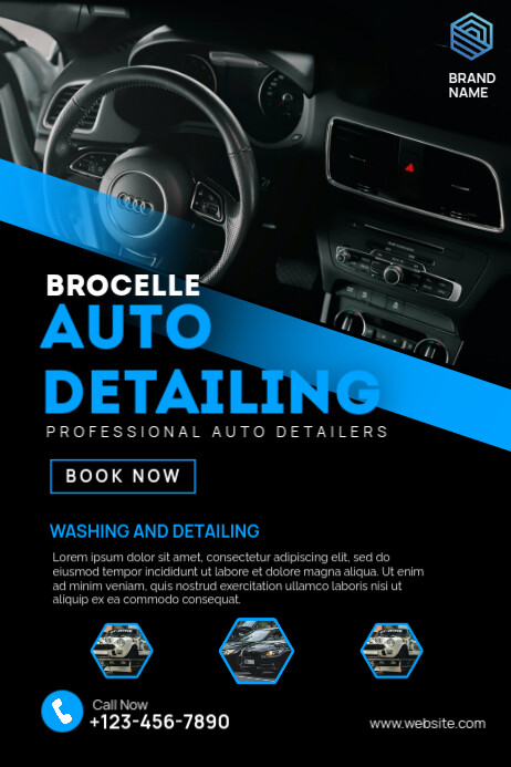 Black Professional Auto Detailing Service Poster Template | PosterMyWall