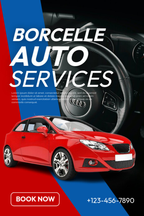 Black Professional Auto Detailing Service Poster template