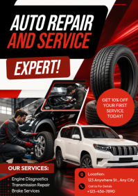 สีดำ Auto Repair A5 Template