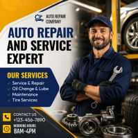 Negro Auto Repair Service Post Instagram Template
