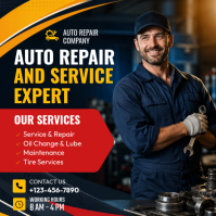 Black Auto Repair Service Instagram na Post Template