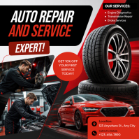 Negro Auto Repair Services Instagram-bericht Template