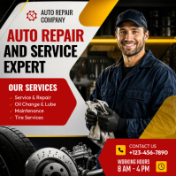 Black Auto Repair Service Promotion Instagram-opslag Template