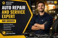 Negro Auto Repair Services 海报 Template
