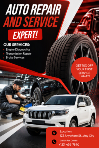สีดำ Auto Repair Services Gráfico de Tumblr Template