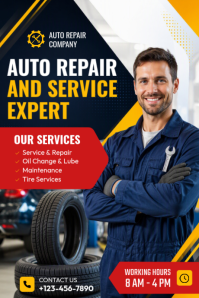 Schwarz Auto Repair Services ภาพกราฟิก Tumblr Template