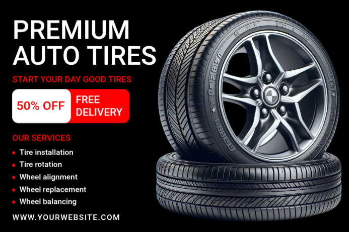 Black Auto Tires Posters Template | PosterMyWall