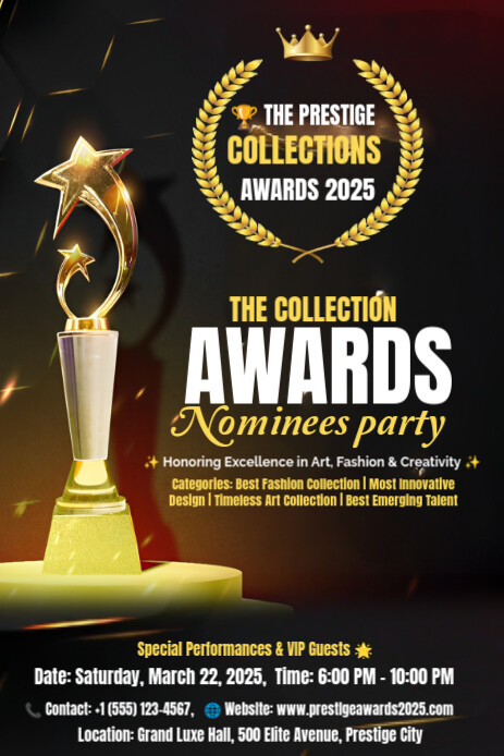 Black Professional Award Night Pinterest Graphic template