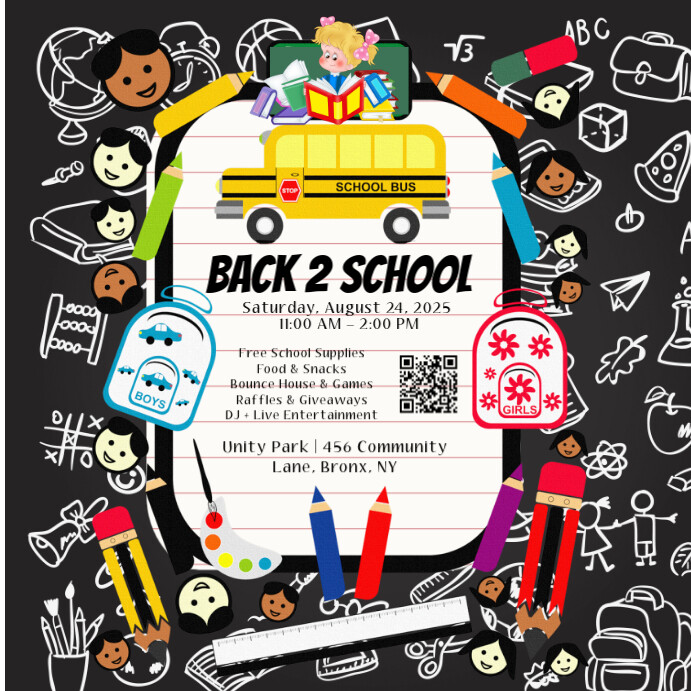 Black Professional Back 2 School  Flyer Instagram Post template