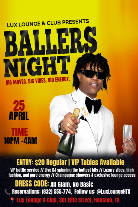 Black Professional Ballers Night Flyer Pinterest Graphic Template ...