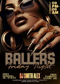 Black Professional Ballers Party A6 template