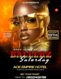 Black Professional Ballerz Saturday Nightlife Video Template  Flyer (us Letter)