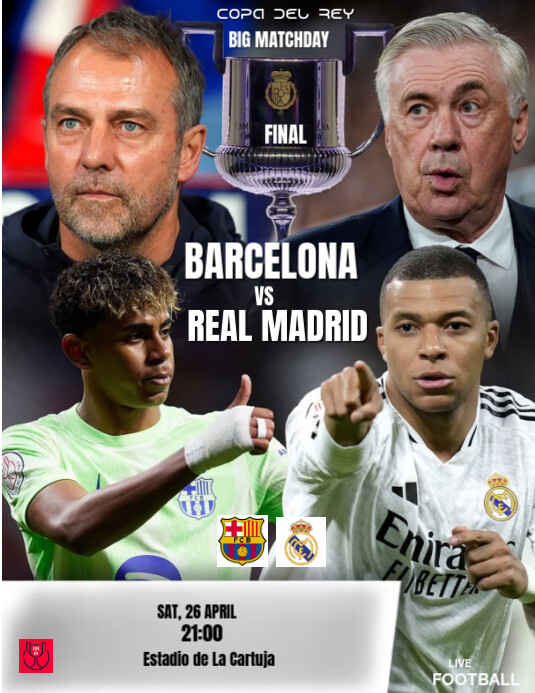 Black Professional Barcelona Vs Real Madrid Copa Del Rey Matchday Flyer ...