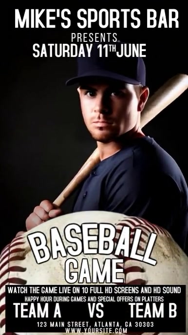 Modèle Black Professional Baseball Flyer Instagram S | PosterMyWall