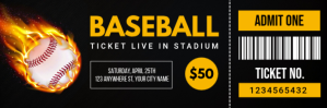 Black Professional Baseball Game Ticket Twitter Banner Twitter-header template