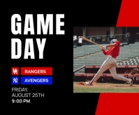 Black Professional Baseball Gameday Medium Rectangle Rettangolo medio template