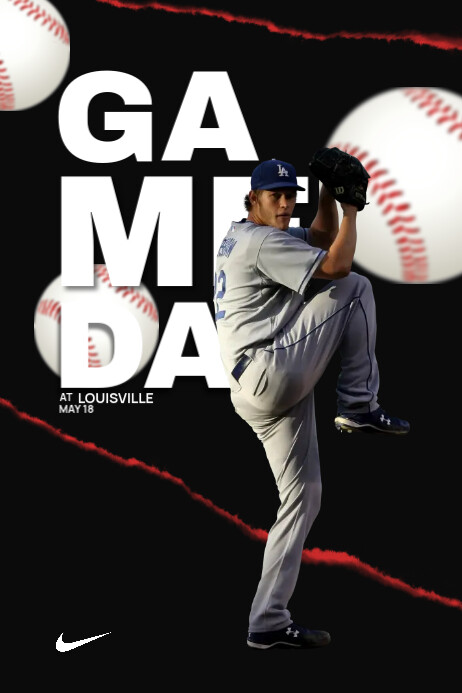 Black Professional Baseball Gameday Poster template