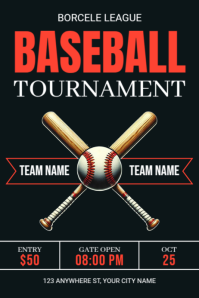 Black Professional Baseball Poster Plakat template