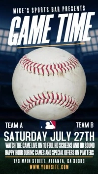 Black Professional Baseball Sports Bar Flyer Instagram Story template