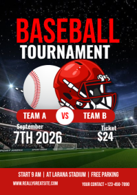 Black Baseball Tournament A3 Template