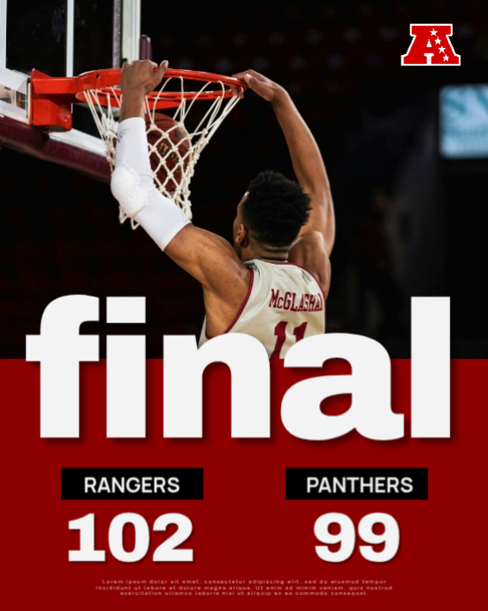 Plantilla de Basketball Game Final Score | PosterMyWall