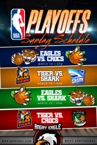 Black Professional Basketball Playoffs Poster template