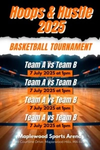 Black Professional Basketball Tournament Schedule Poster Affiche template