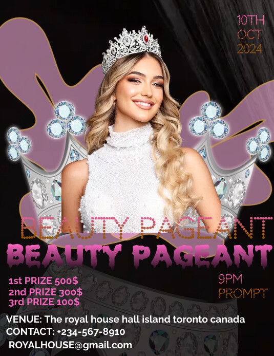 Pageant Flyers Examples Black Professional Beauty Pageant Flyer (us L Template | PosterMyWall