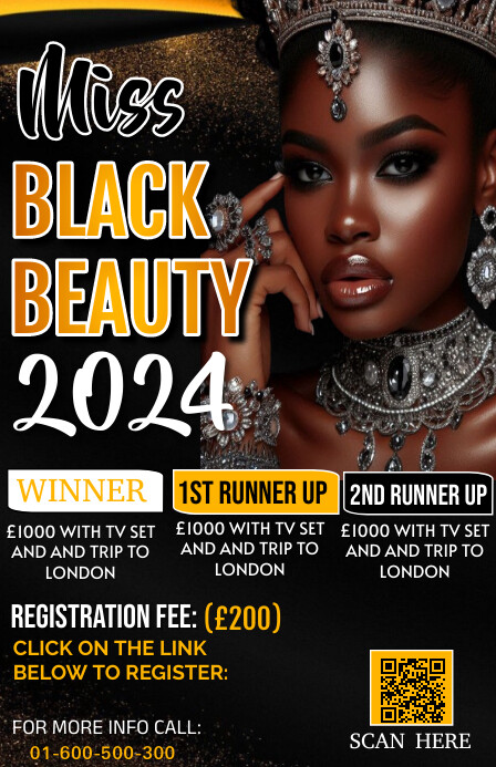 Beauty Pageant Template.pdf Plantilla de Black Professional Beauty Pageant Template Ta | PosterMyWall