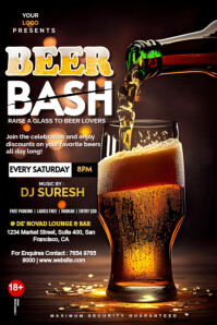 Black Professional Beer Bash Poster Плакат template