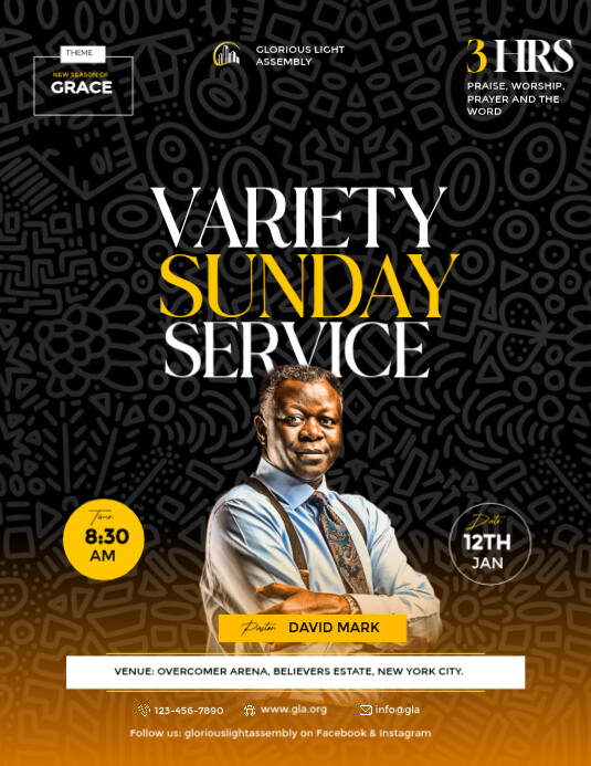 Black Church Service Flyers Template | PosterMyWall