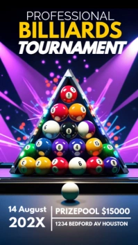 Black Professional Billiards Match Template Instagram Story