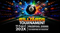 黑色 Billiards Tournament Post di Twitter Template