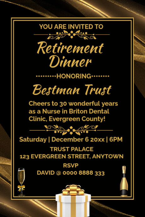 Black Retirement Dinner Posters Template | PosterMyWall