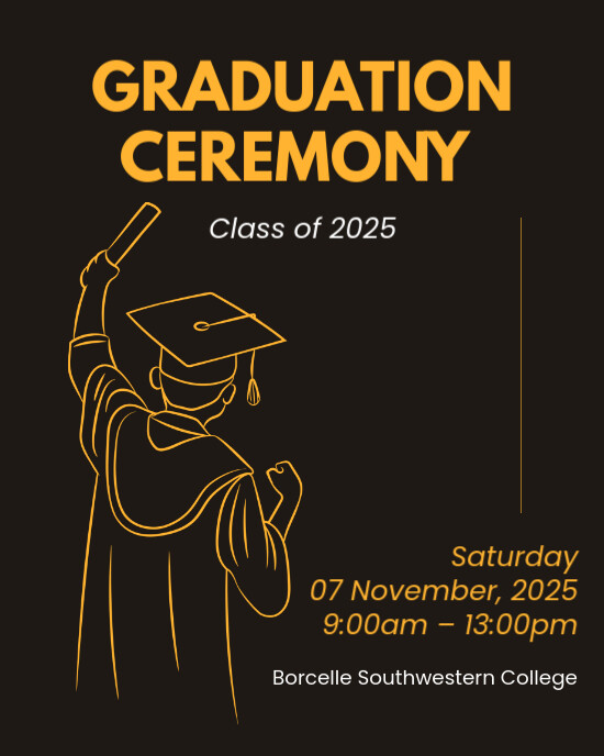 Black Professional Black And Yellow Simple Graduation Program Instagram ...