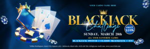 Black Professional Black Jack Challange Casino Poker  Twitter Banner template