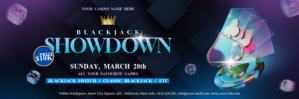 Black Professional Blackjack Showdown Caino Poker Twitter Banner template