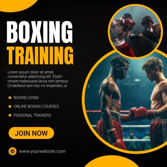 Boxing Classes Post Plantilla de Black Professional Boxing Training Instagram Post ...