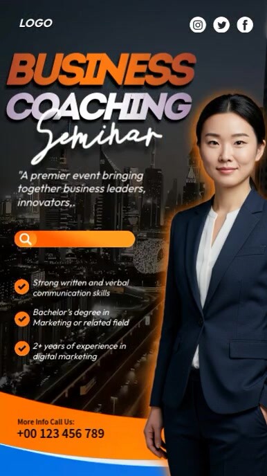 Black Professional Business Coaching Seminar Instagram Reel Template ...