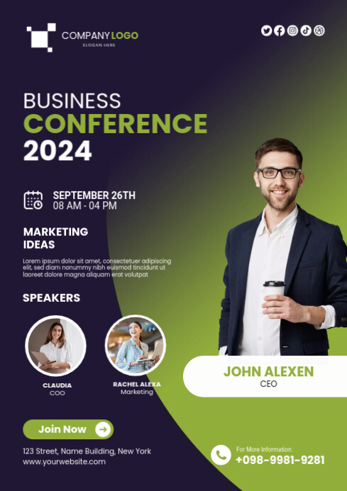 Black Professional Business Conference Ads Poster Flyer A4 Template ...